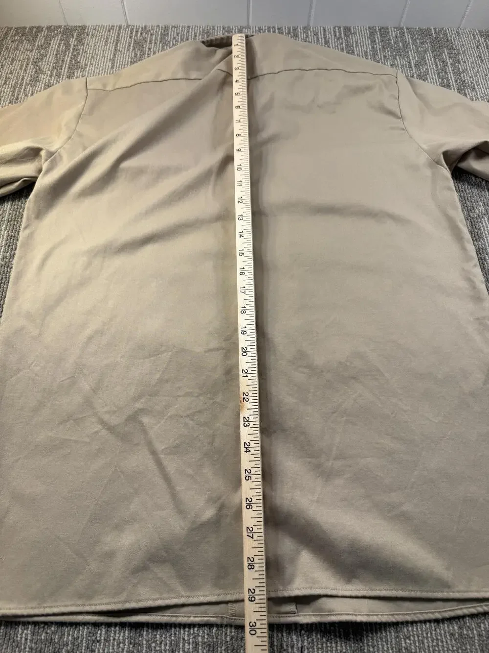 Dickies Shirt Mens Medium Beige Solid Long Sleeve Workwear Button Up Twill Flex